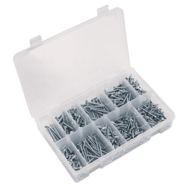 Zinc Plated Self-Tapping Countersunk Pozi Screw Assortment 600pc