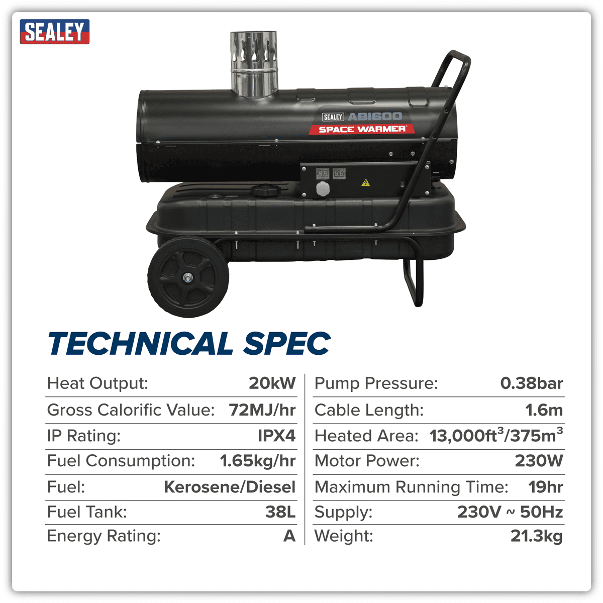 Space Warmer® Indirect Kerosene/Diesel Heater with Wheels 68,000Btu/hr - Image 5