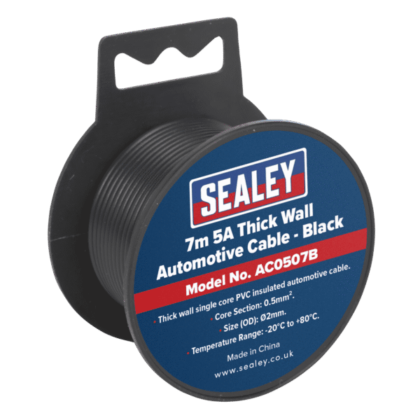5A Thick Wall Automotive Cable 7m - Black