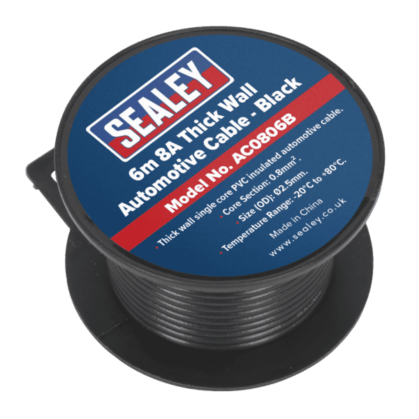 8A Thick Wall Automotive Cable 6m - Black