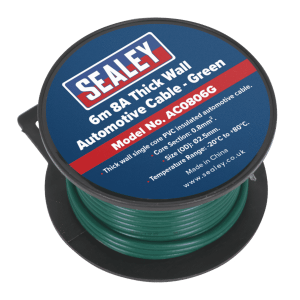 8A Thick Wall Automotive Cable 6m - Green