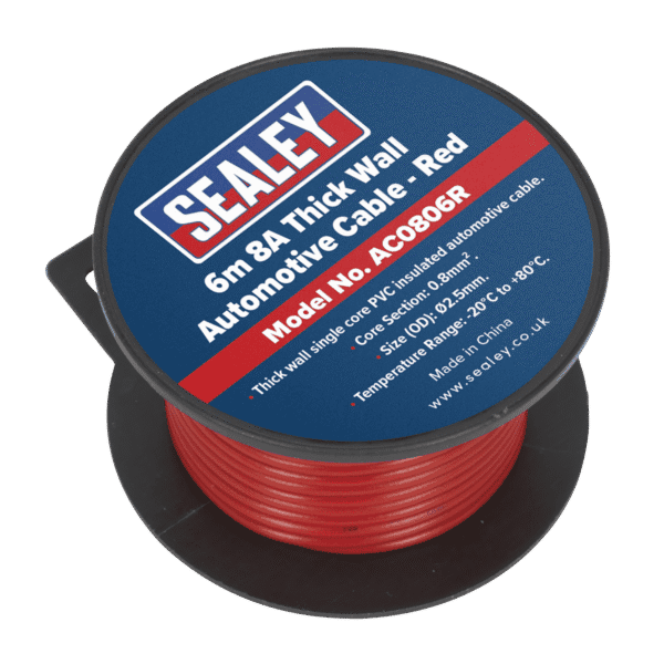 8A Thick Wall Automotive Cable 6m - Red