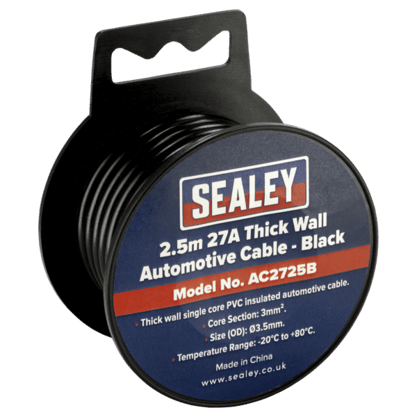 27A Thick Wall Automotive Cable 2.5m - Black