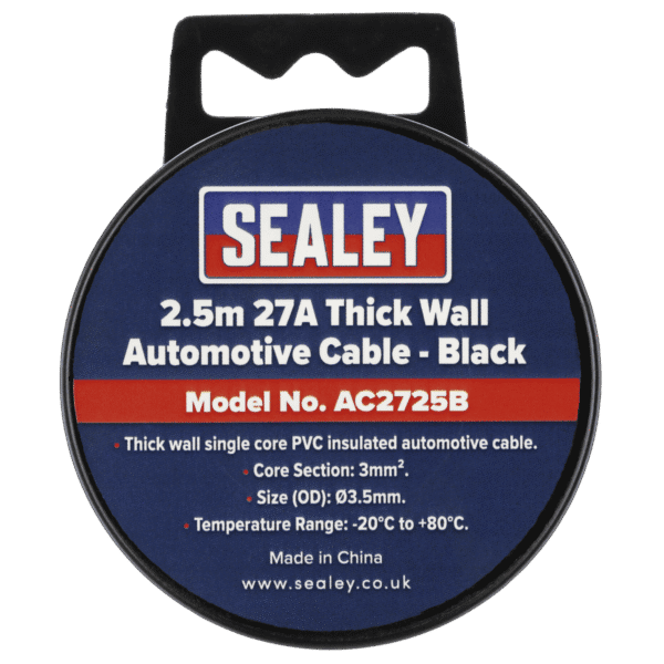 27A Thick Wall Automotive Cable 2.5m - Black