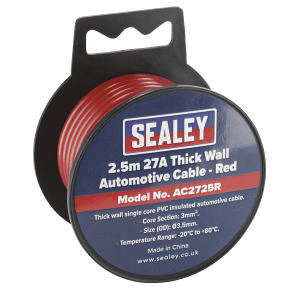 27A Thick Wall Automotive Cable 2.5m - Red