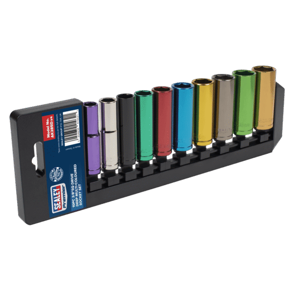 Premier Deep Multi-Coloured Socket Set 3/8"Sq Drive 10pc