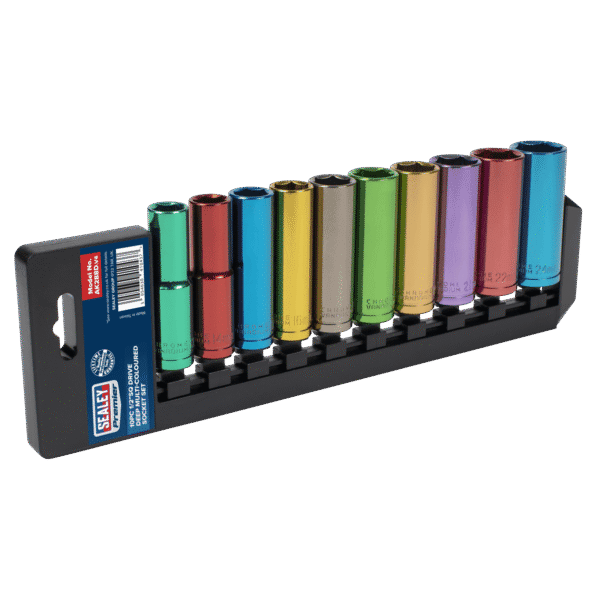 Premier Deep Multi-Coloured Socket Set 1/2"Sq Drive 10pc