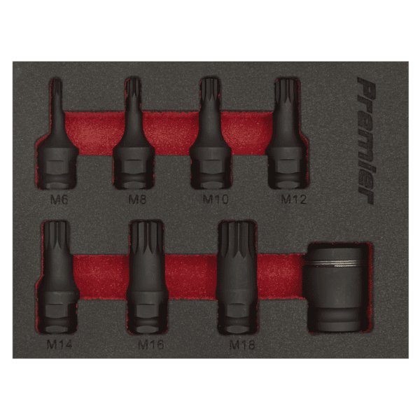 Premier Spline Impact Socket Bit Set 3/8"Sq Drive 8pc