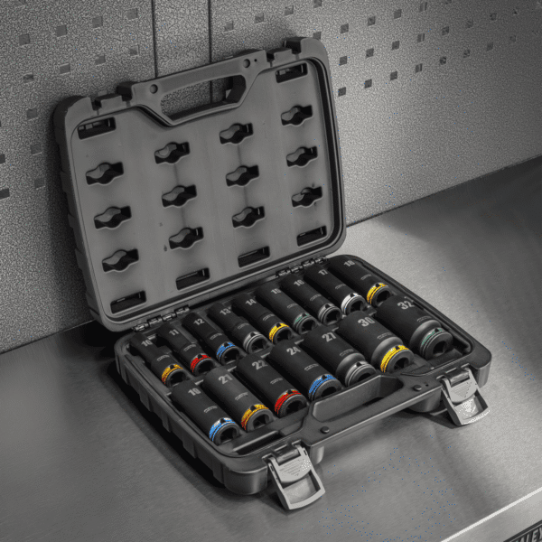 Lock-On™ Deep Impact Socket Set 1/2"Sq Drive 16pc