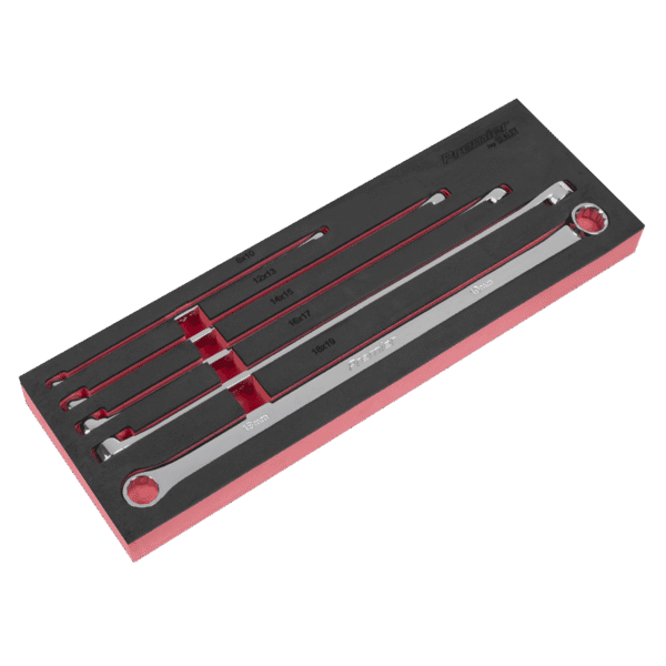 Premier Extra-Long Double End Ring Spanner Set in EVA Foam Tray 5pc