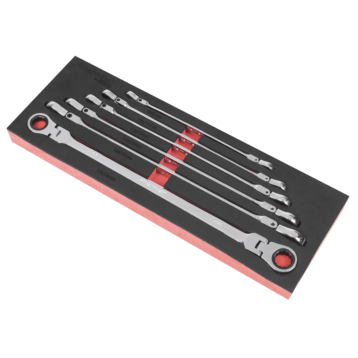 Premier Extra-Long Flexi-Head Double End Ratchet Ring Spanner Set 6pc - Image 4