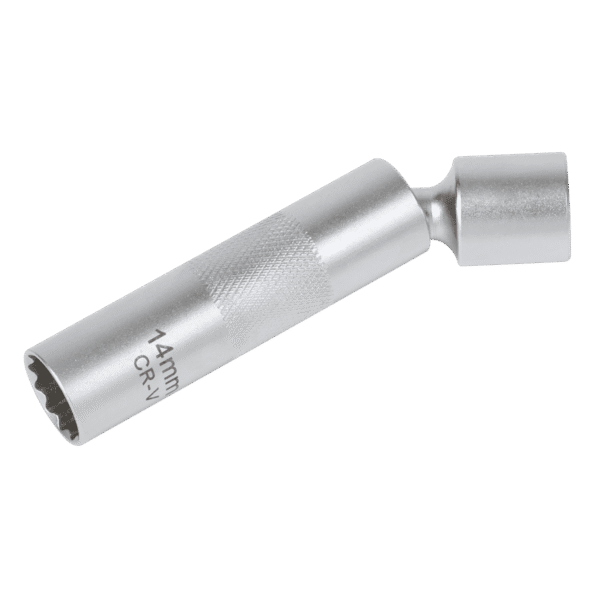 Spark Plug Socket with Universal Joint 3/8"Sq Drive 12-Point 14mm