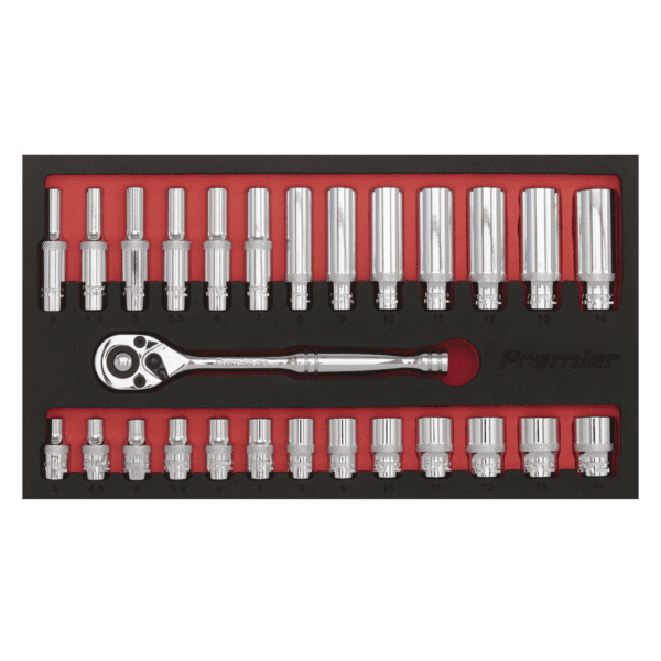 Premier Ratchet Wrench & Socket Set 1/4"Sq Drive 27pc