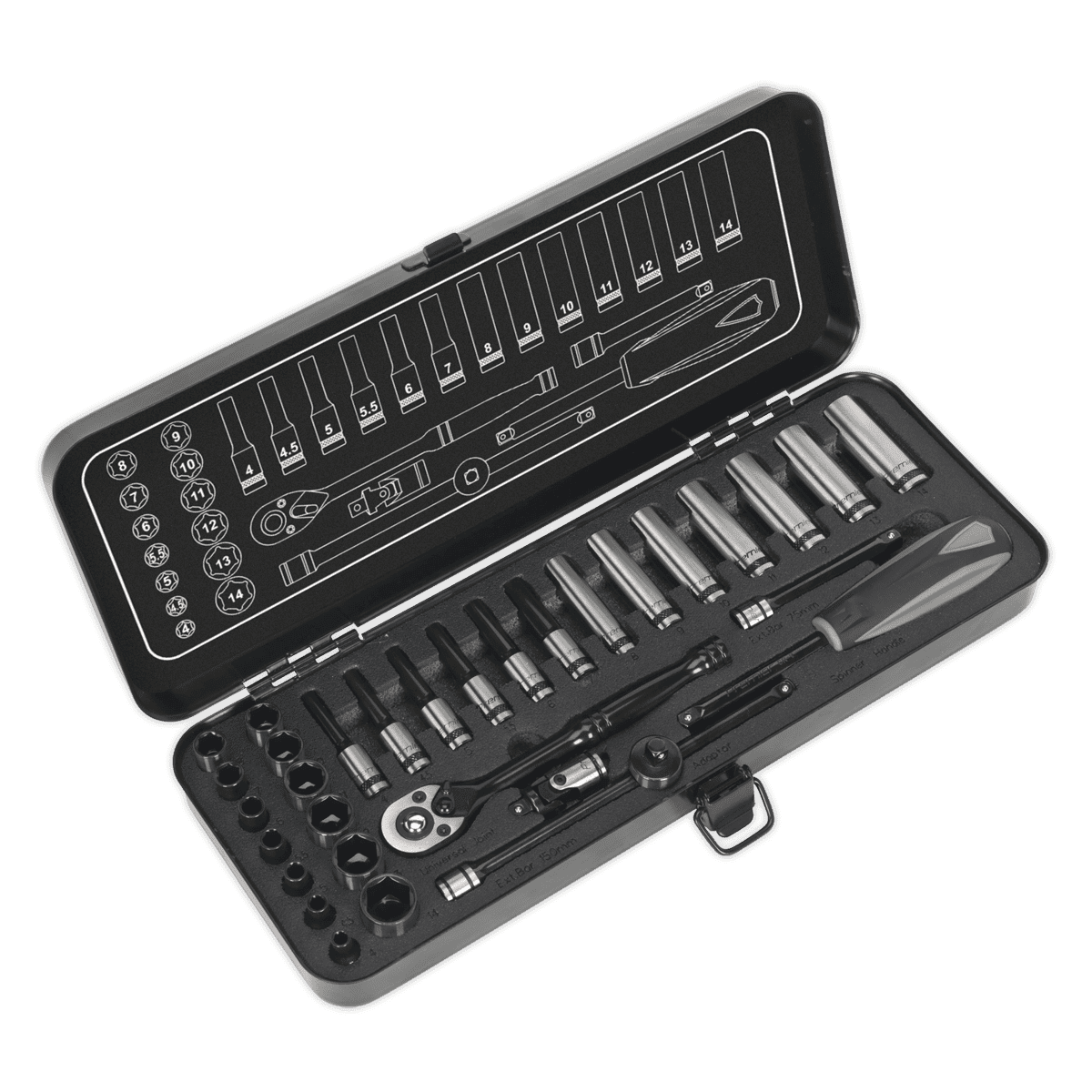 Premier Black Socket Set 1/4"Sq Drive 32pc