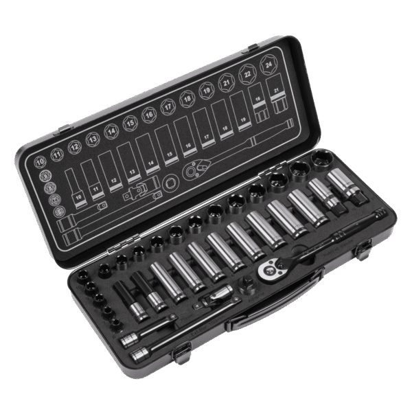 Premier Black Socket Set 3/8"Sq Drive 34pc