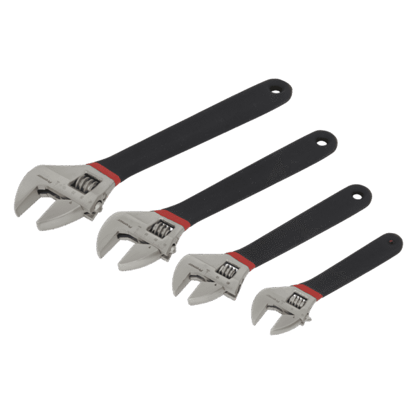 Premier Adjustable Wrench Set Ni-Fe Finish 4pc