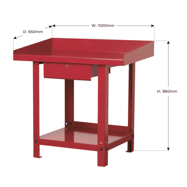 Steel Workbench with Drawer 1m
