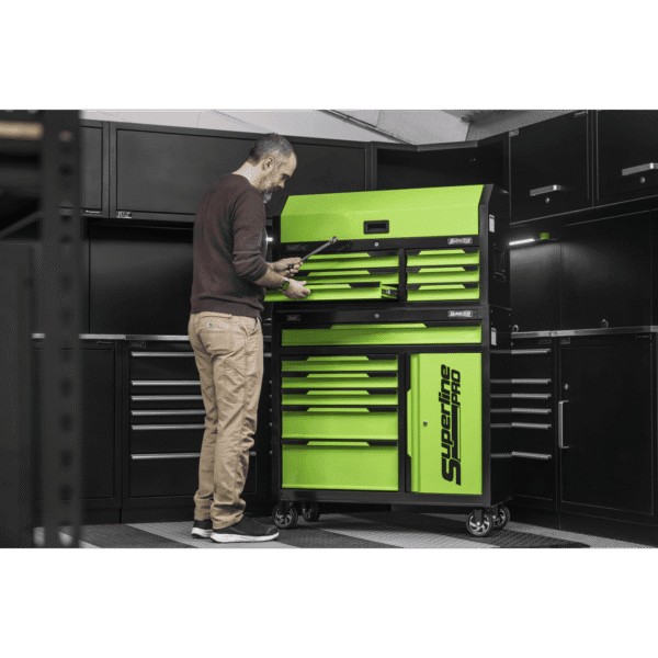 Superline Pro® Topchest & Rollcab Combination 12 Drawer & 1 Door Cupboard - Green