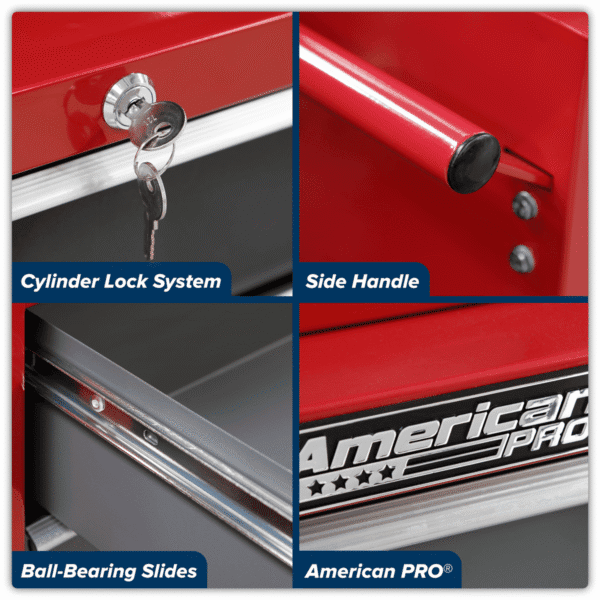 American PRO® Rollcab 5 Drawer - Red/Grey
