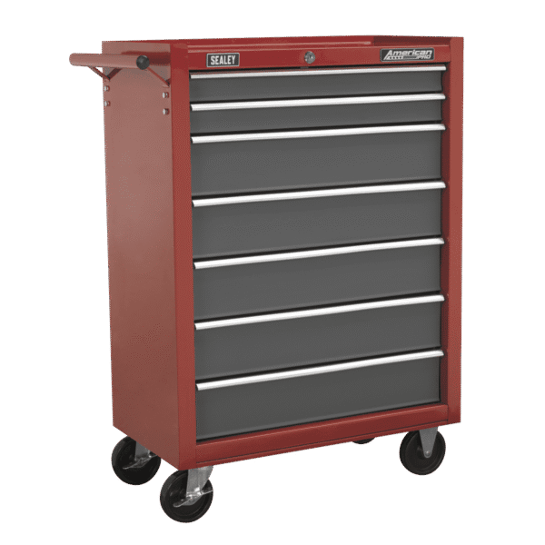 American PRO® Rollcab 7 Drawer - Red/Grey