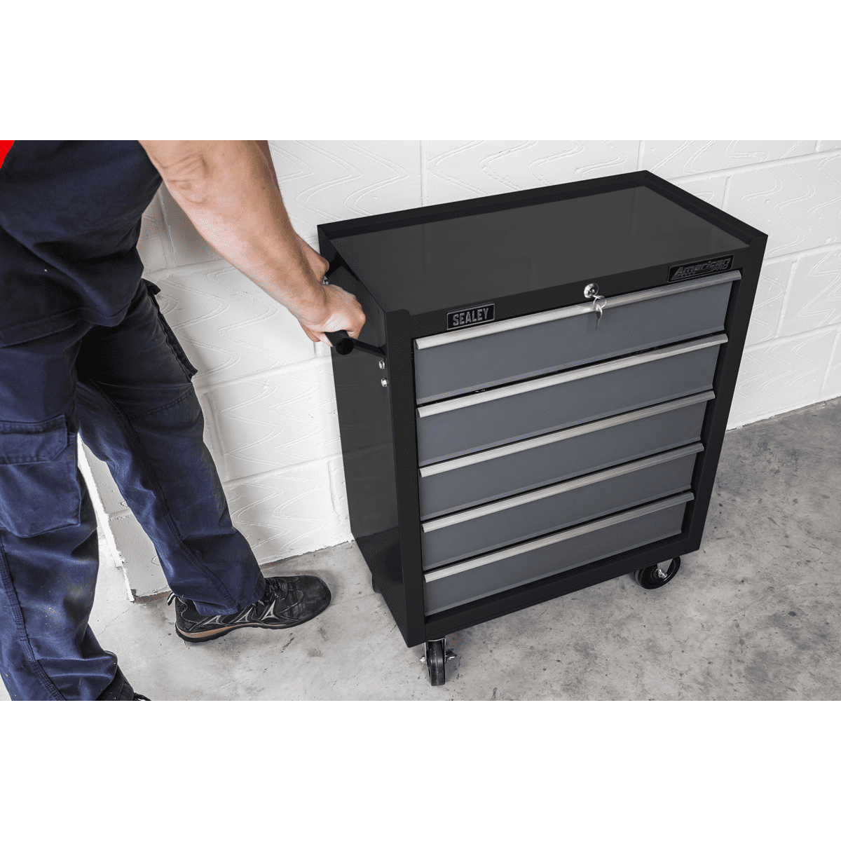 American PRO® Rollcab 5 Drawer - Black/Grey - Image 4