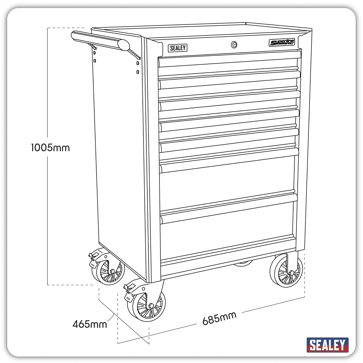Superline PRO® Rollcab 7 Drawer - Green/Black - Image 6