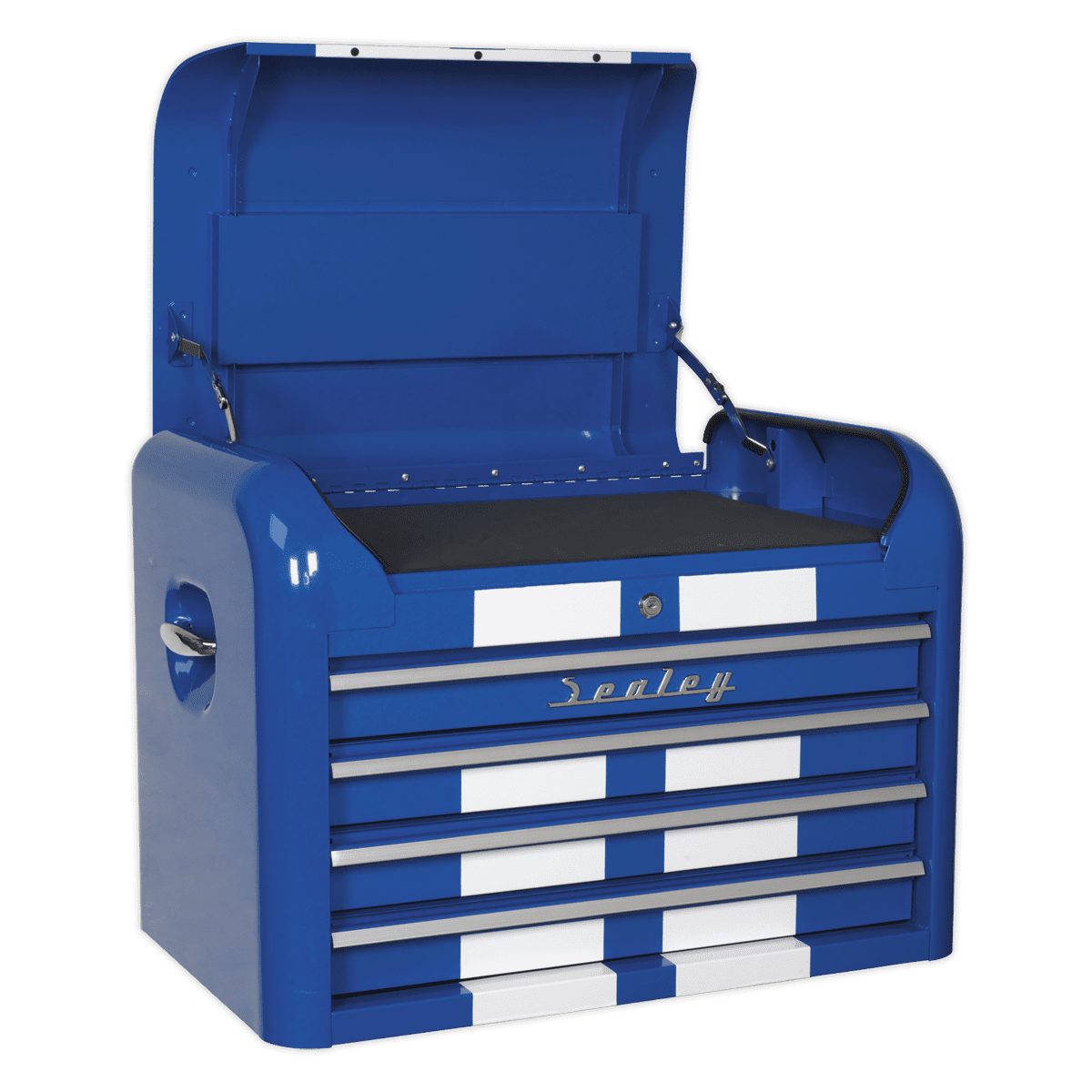 Premier™ Retro Style Topchest 4 Drawer - Blue with White Stripes - Image 4
