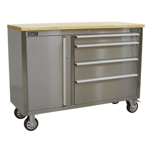 Mobile Stainless Steel Tool Cabinet 4 Drawer