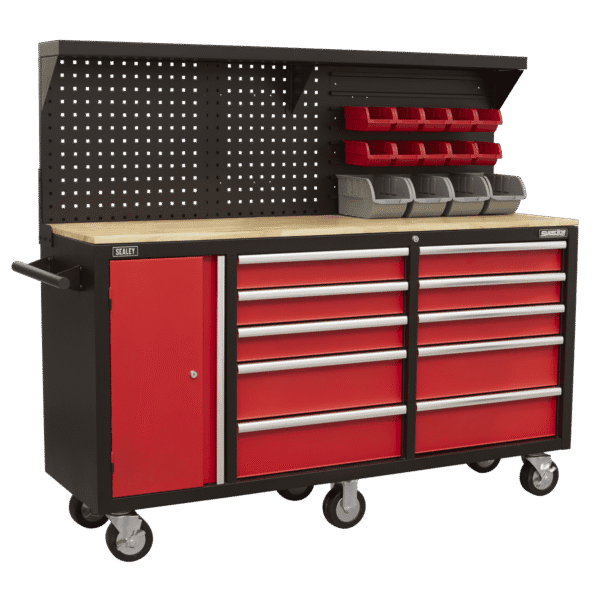 Superline PRO® Mobile Workstation with Backboard 10 Drawer