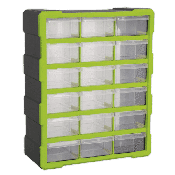 Cabinet Box 18 Drawer - Green/Black