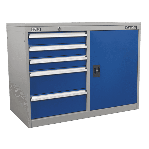 Premier Industrial™ Cabinet/Workstation with 5 Drawers & 1 Shelf