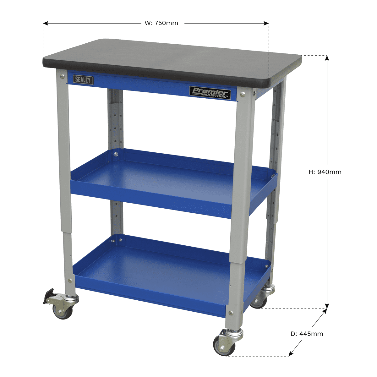 Premier Industrial™ Workshop Trolley 3-Level - Image 3