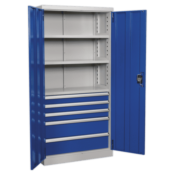 Premier Industrial™ Cabinet with 5 Drawers & 3 Shelves 1800mm