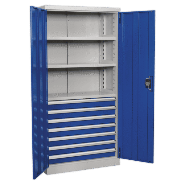 Premier Industrial™ Cabinet with 7 Drawers & 3 Shelves 1800mm