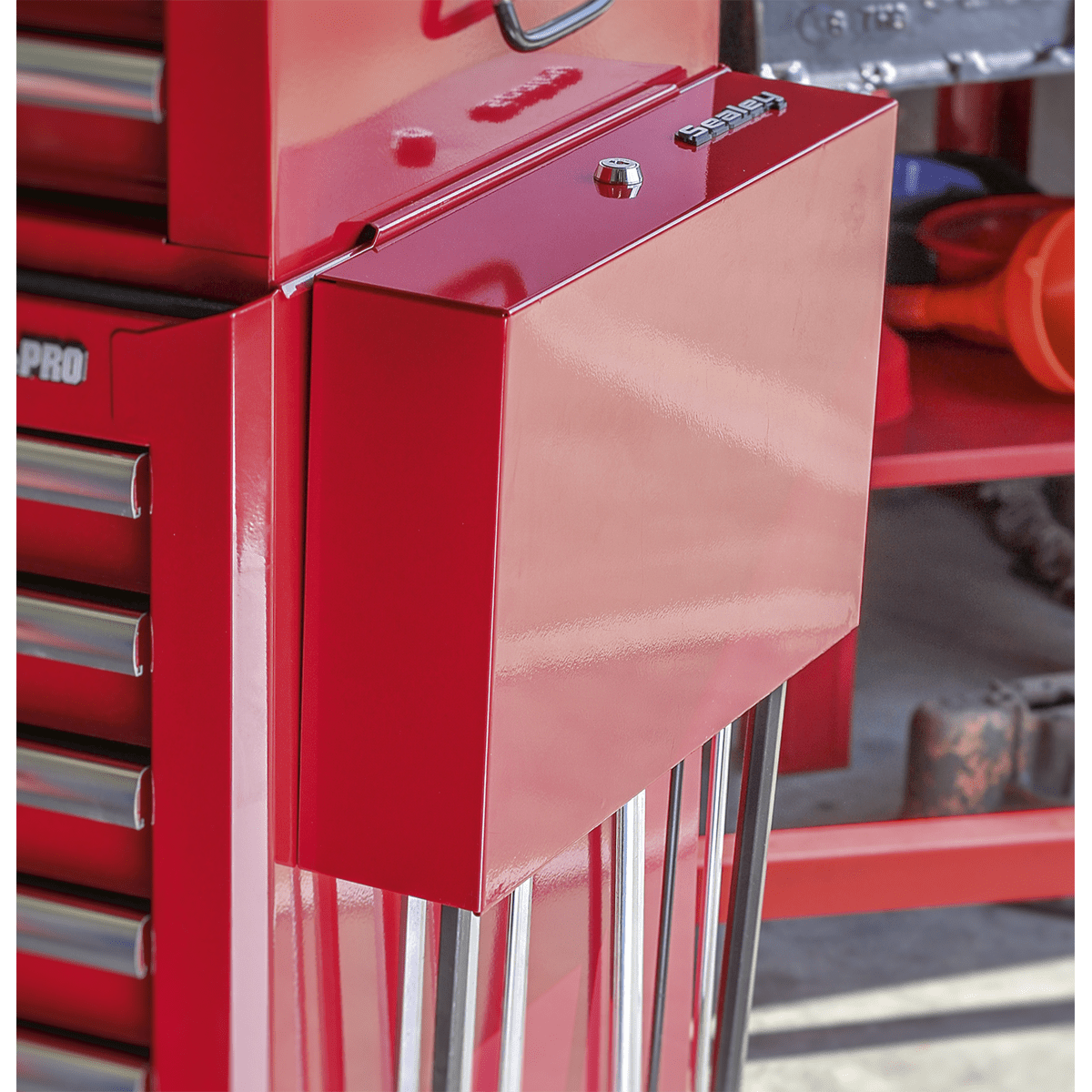Side Cabinet for Long Handle Tools - Red