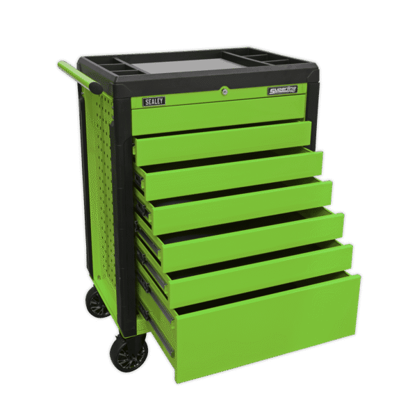 Superline PRO® Push-To-Open Rollcab 7 Drawer - Green