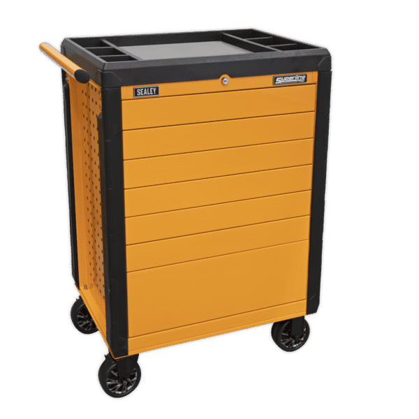 Superline PRO® Push-To-Open Rollcab 7 Drawer - Orange