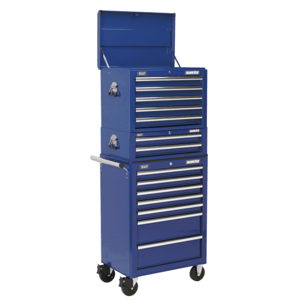 Superline PRO® Topchest, Mid-Box Tool Chest & Rollcab Combination 14 Drawer - Blue