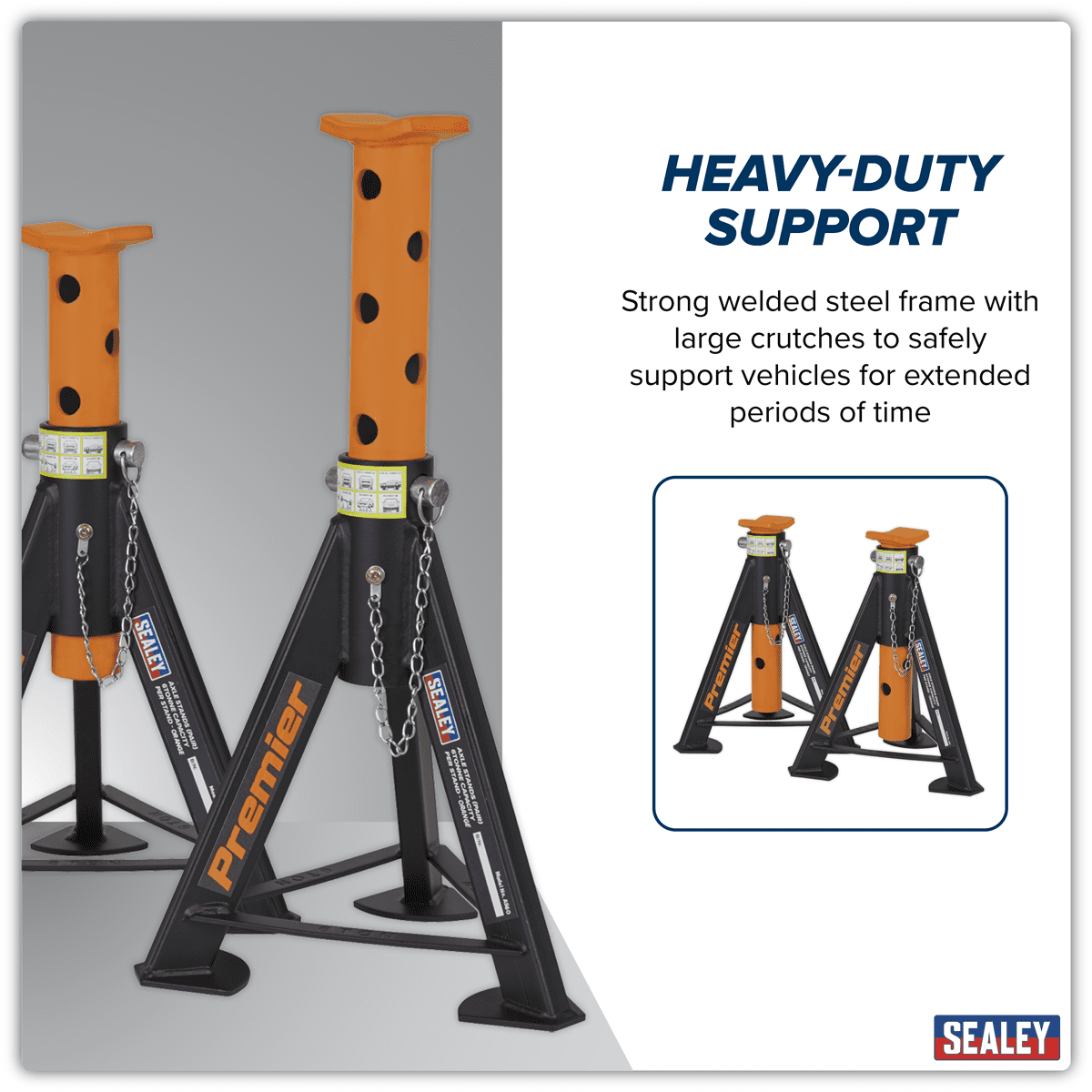 Premier Axle Stands (Pair) 6 Tonne Capacity per Stand - Orange - Image 6