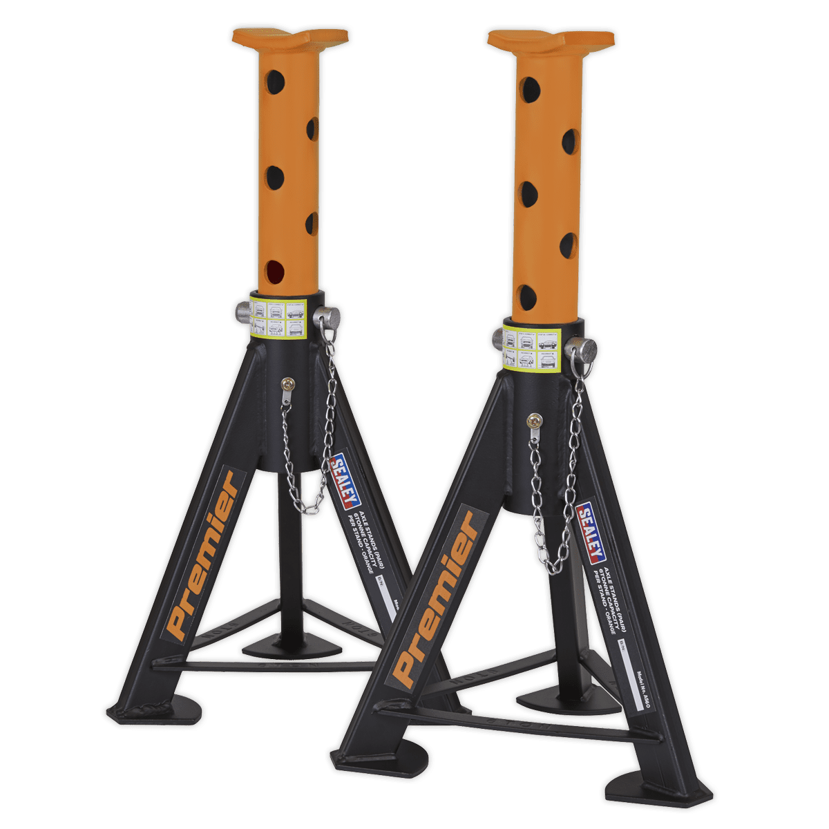 Premier Axle Stands (Pair) 6 Tonne Capacity per Stand - Orange - Image 2
