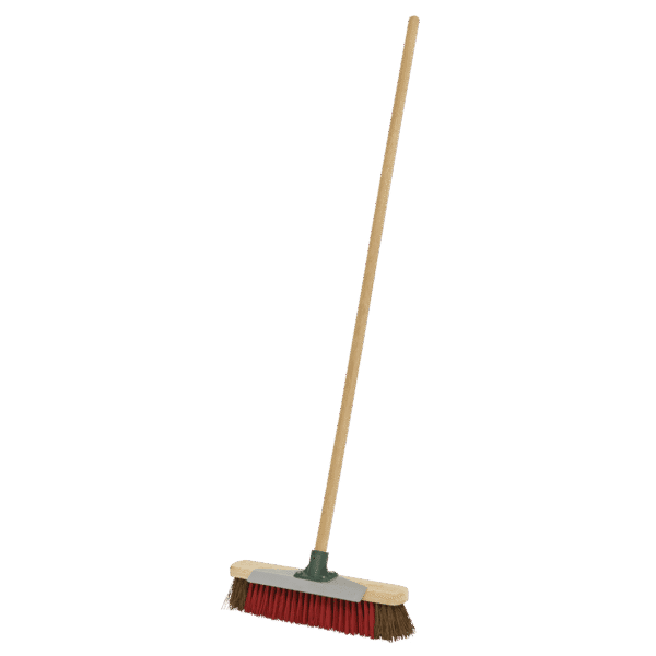 Heavy-Duty Stiff/Hard Bristle Broom with Scraper 16"(405mm)