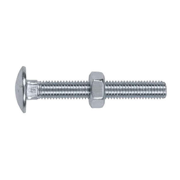 Zinc Plated Coach Bolt & Nut M10 x 75mm, DIN 603 - Pack of 50