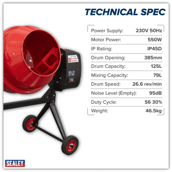 125L Cement Mixer 550W/230V