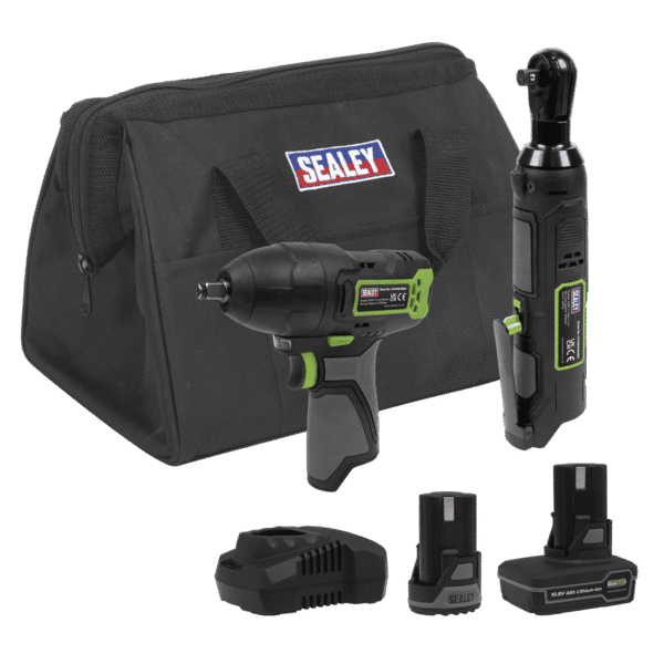 2 x SV10.8 Series Cordless Power Tool Kit 10.8V - 2 Batteries & Euro Plug