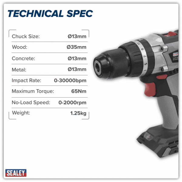 Premier SV20 Series 13mm Brushless Cordless Combi Drill 20V - Body Only