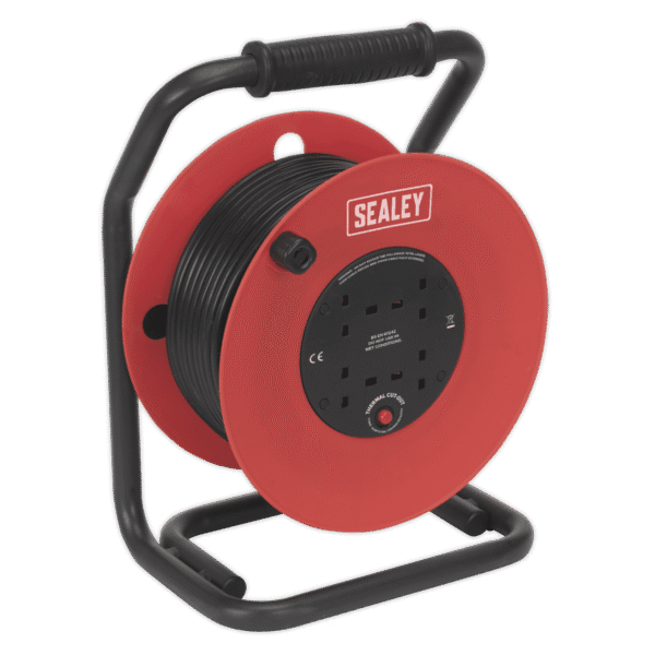 50m Heavy-Duty Cable Reel with Thermal Trip 4 x 230V