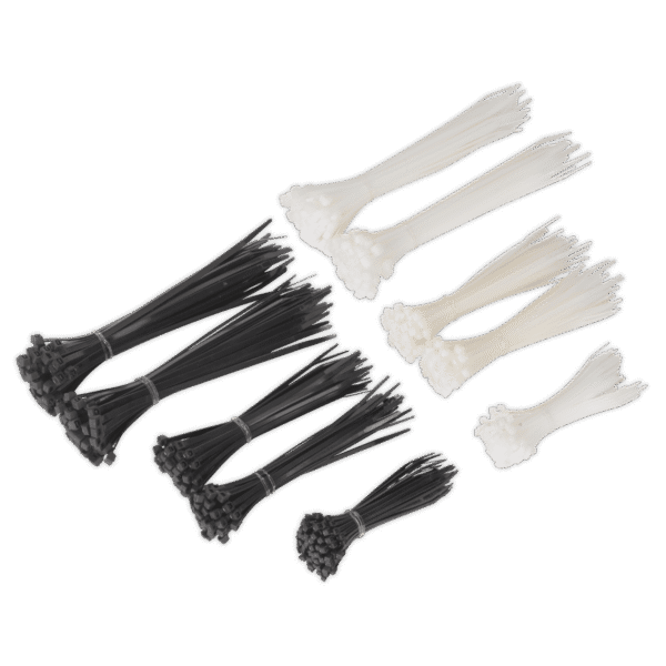 Cable Tie Assortment, Black/White - Pack of 600