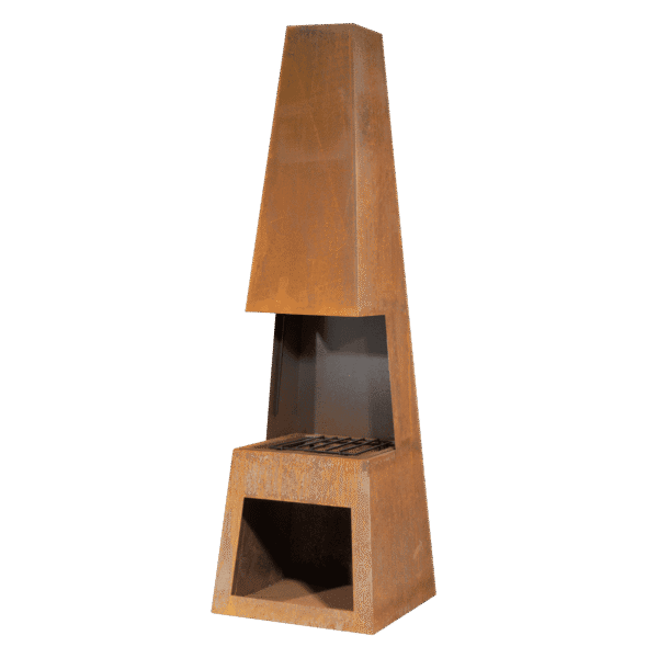 Dellonda Outdoor Chiminea Fireplace Heater Firewood Storage - Corten Steel