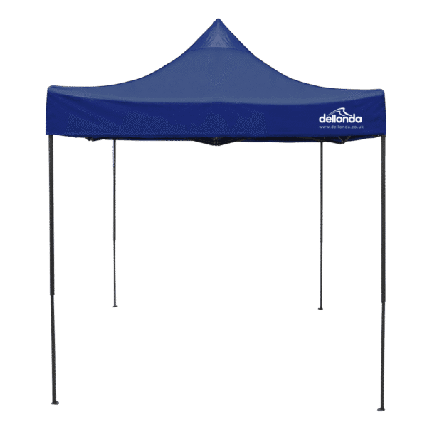 Dellonda Premium 2x2m Pop-Up Gazebo, Heavy Duty, PVC Coated, Water-Resistant Fabric, Supplied with Carry Bag, Rope, Stakes & Weight Bags - Blue Canopy
