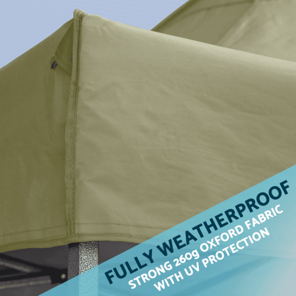 Dellonda Premium 3 x 3m Pop-Up Gazebo, PVC Coated, Water-Resistant Fabric, Supplied with Carry Bag, Rope, Stakes & Weight Bags - Beige Canopy
